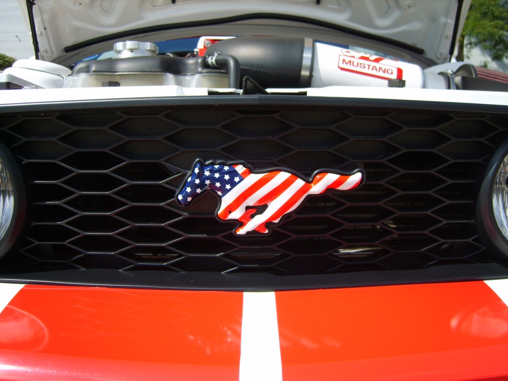 ford mustang emblem with America flag motif