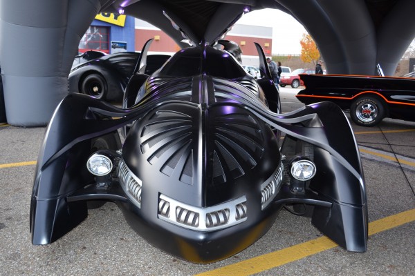 front end of batman forever batmobile on display