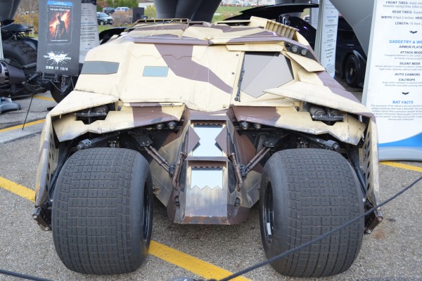 close up of front of batman tumbler batmobile from dark knight rises