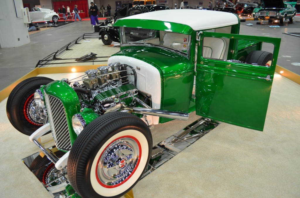 green hot rod show car