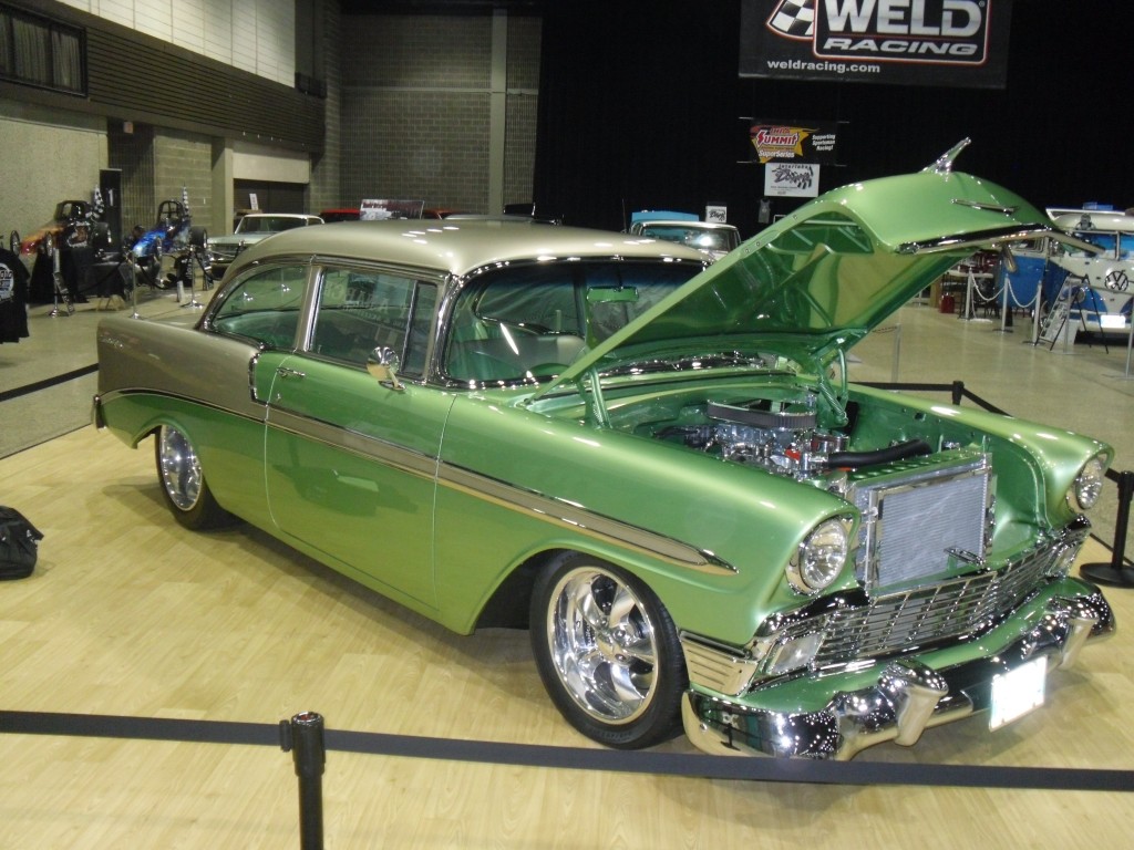 customized green 1956 chevy bel air
