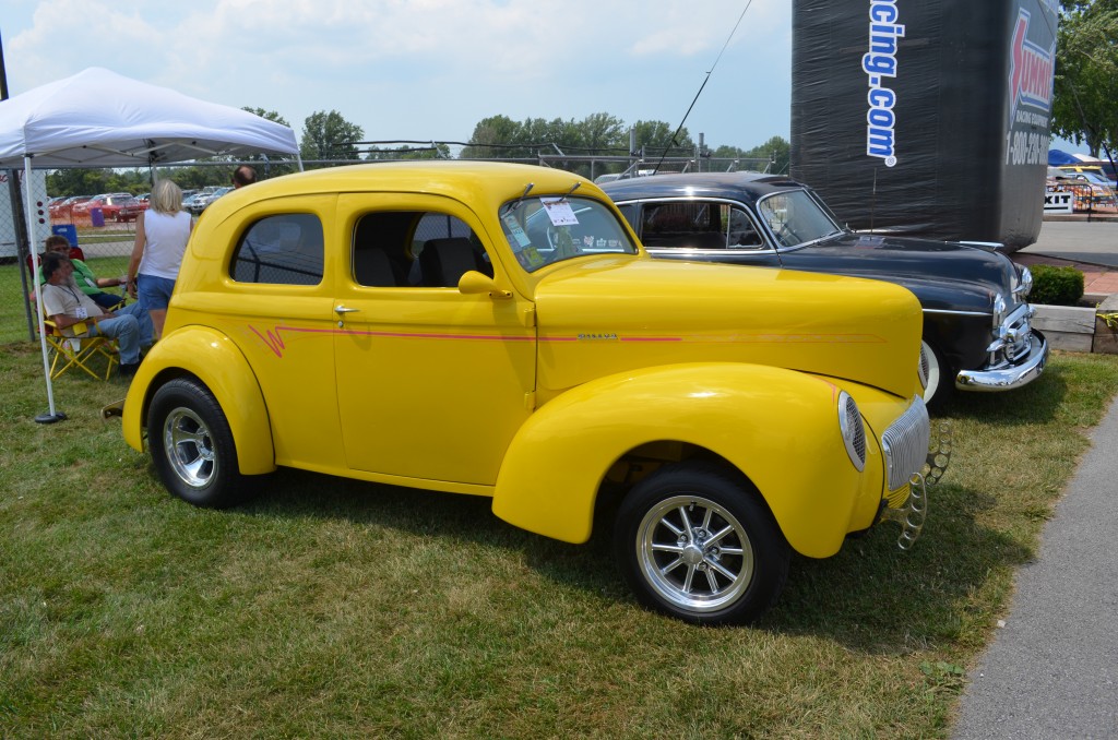 yellow willys gasser hot rod