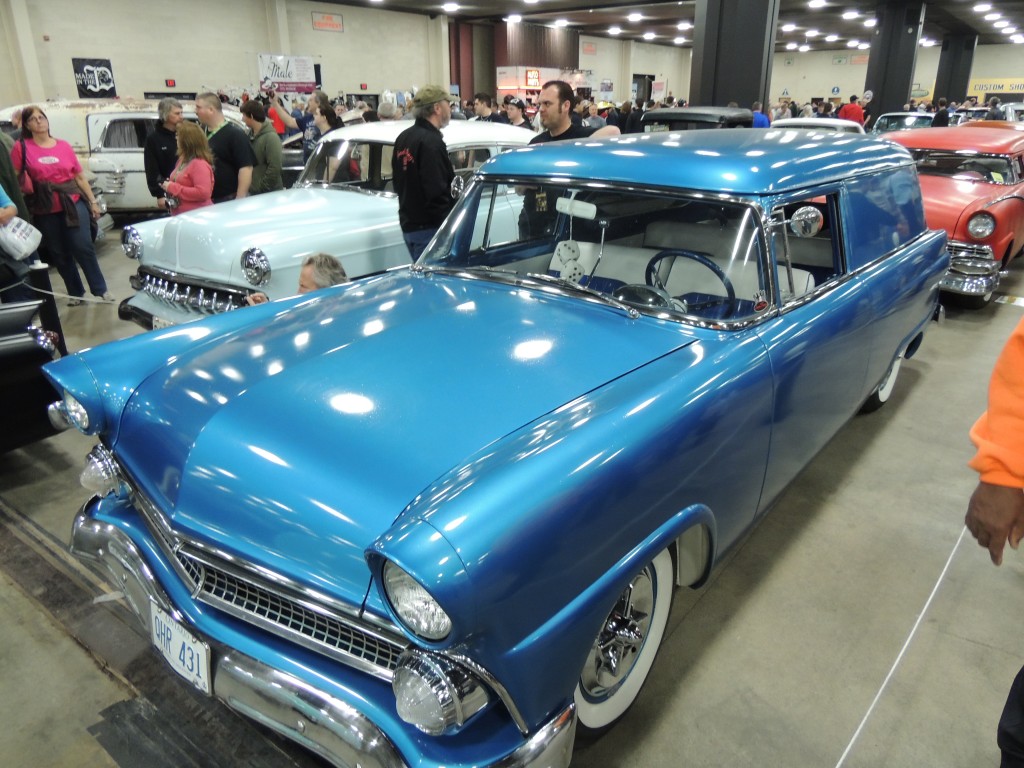 blue sedan delivery panel truck from the 1950s