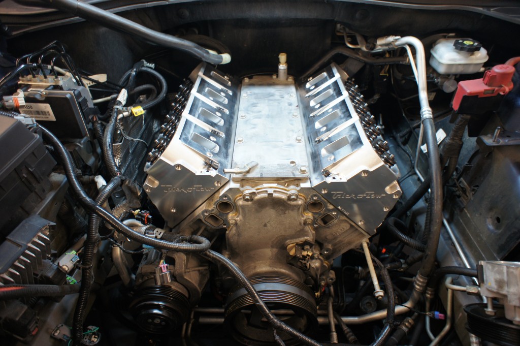 ls engine in a car with trick flow cylinder heads