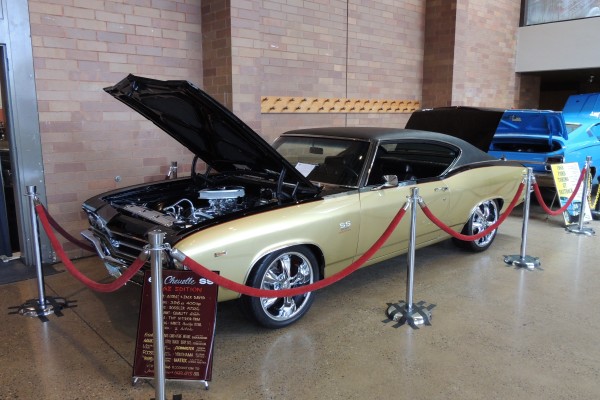 Gold Chevy Chevelle SS Fastback Coupe with black vinyl top