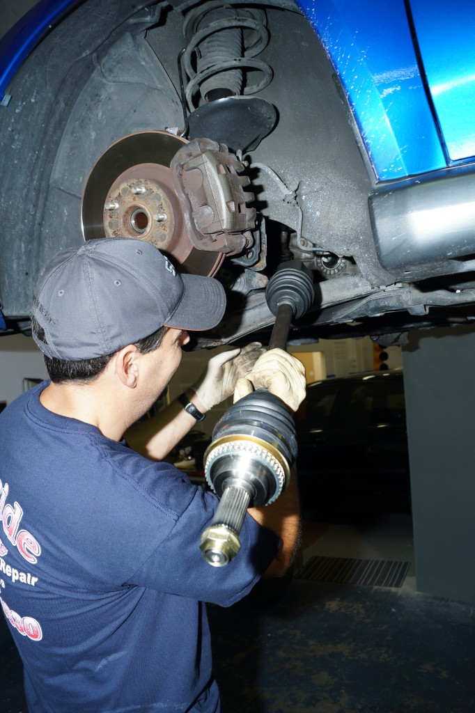 installing a CV axle in a subaru WRX