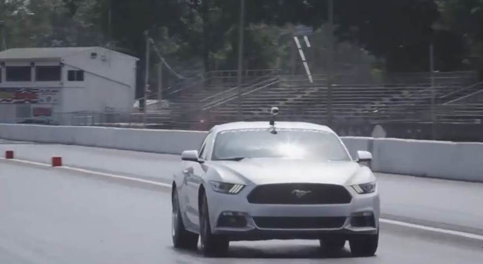 Ford mustang ecoboost four cylinder on dragstrip