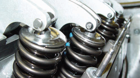 close up view of rocker arms and valve springs