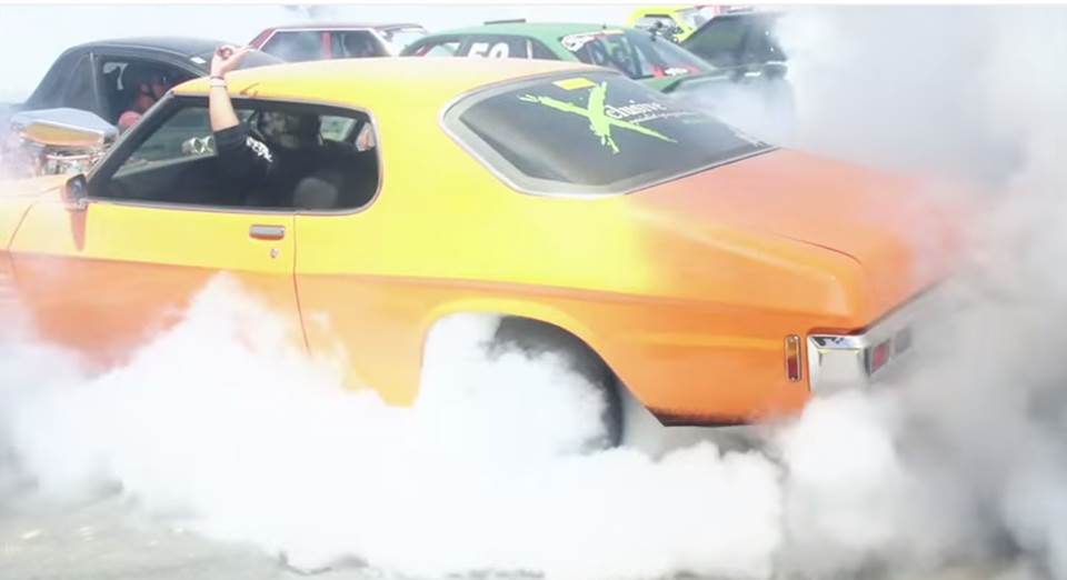 car doing a burnout