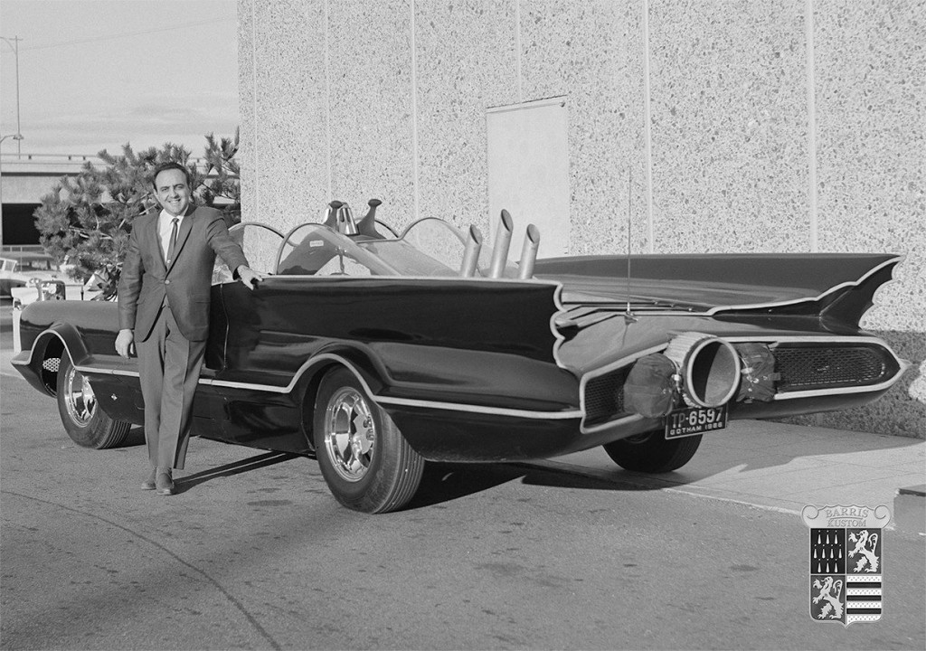 vintage photo of george barris with the original batmobile