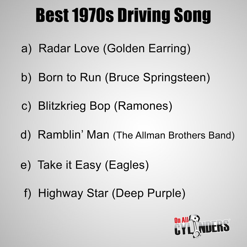 best 1970s driving song title slate