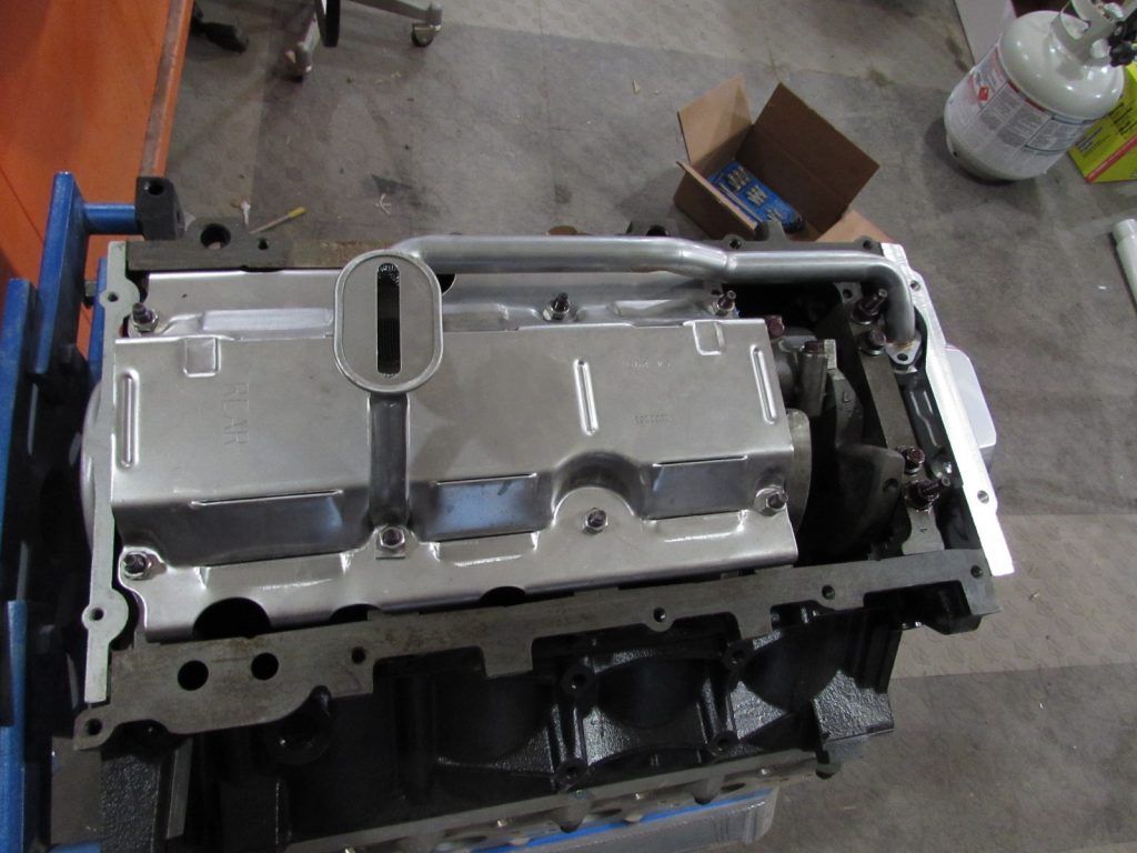 windage tray installed on a gm ls engine