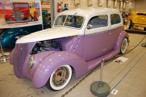 customized purple and white hot rod