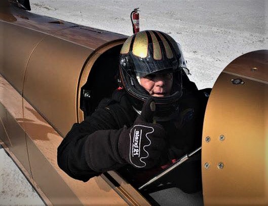 George Poteet in a land speed record car