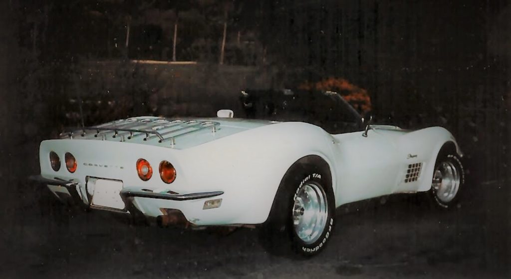 vintage photograph of a white 1970 corvette stingray