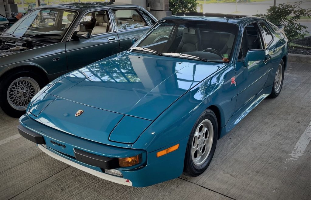 blue Porsche 944 at car show