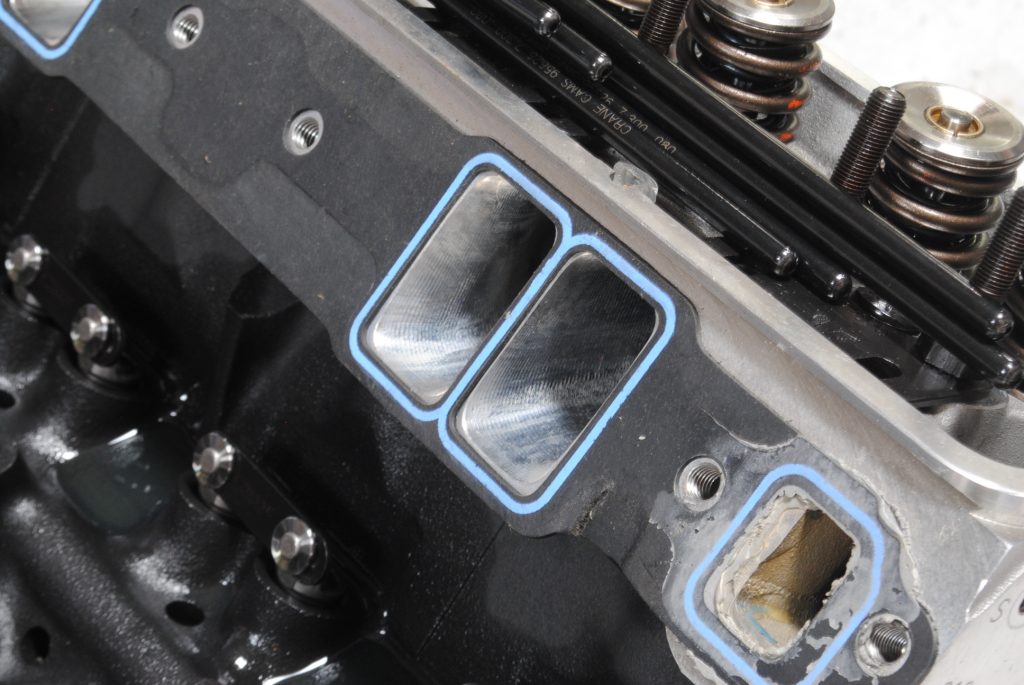 close up of intake ports on a cylinder head