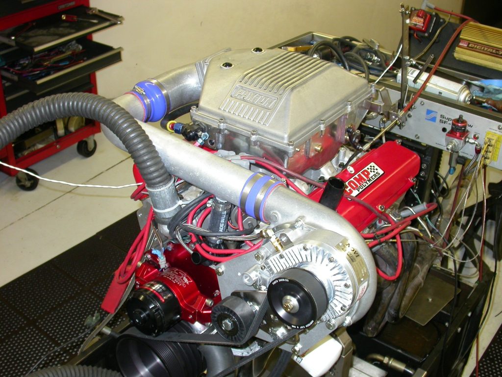 supercharged engine on a dyno run