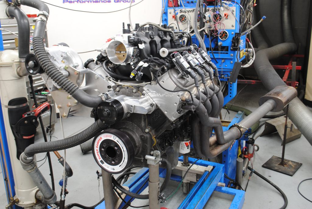 supercharged ls engine on a dyno