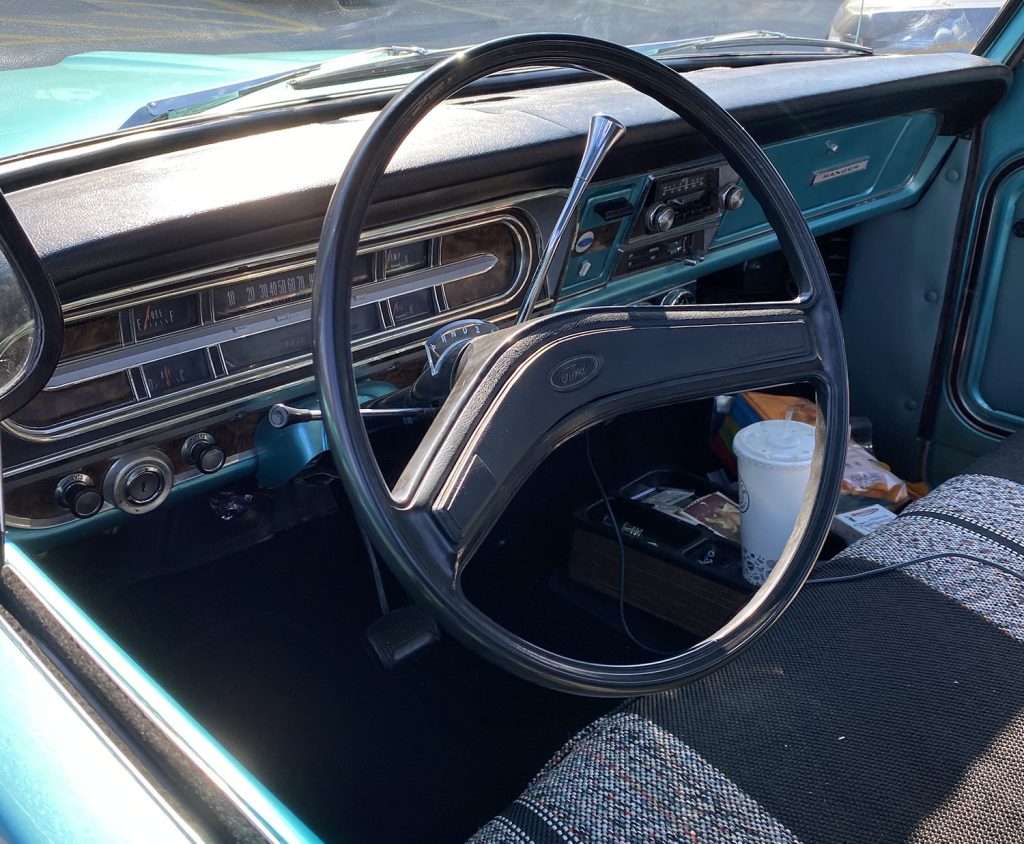 Interior shot of a 1968 Ford F-100 Ranger