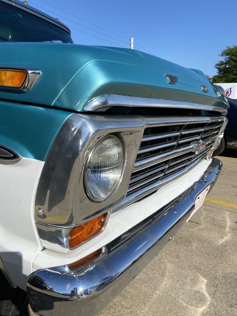 close up of grille of a 1968 Ford F-100 Ranger