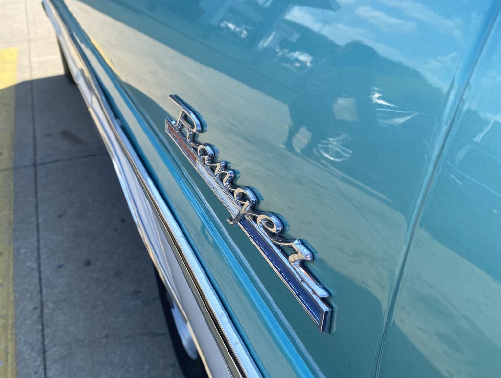 close up of bed emblem of a 1968 Ford F-100 Ranger