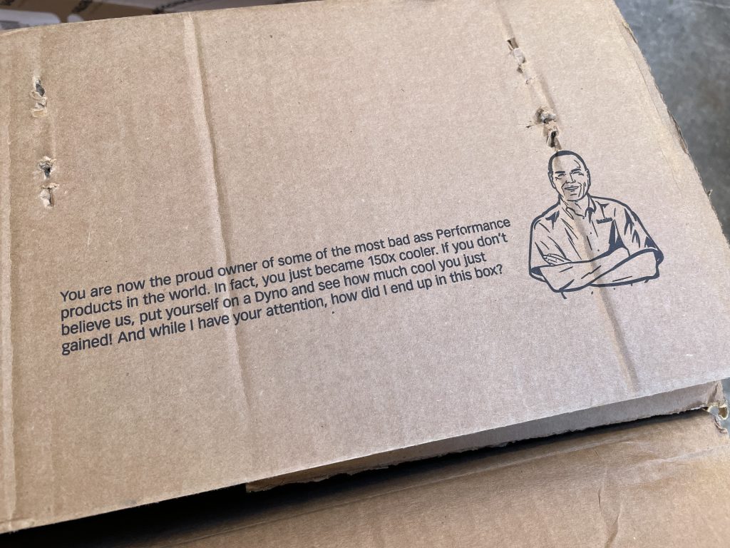 funny disclaimer on a cardboard box