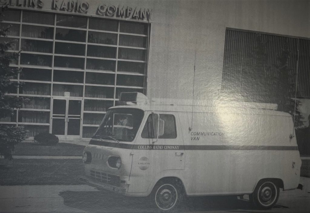 vintage photo of ford econoline van in front of collins radio