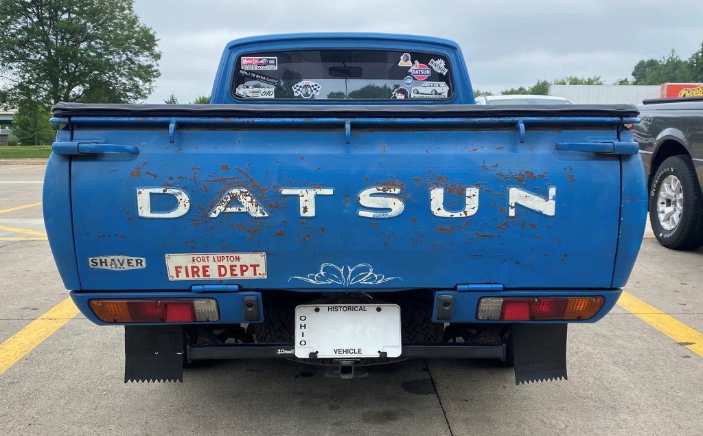 1976 Datsun Nissan 620 pickup truck, tailgate view