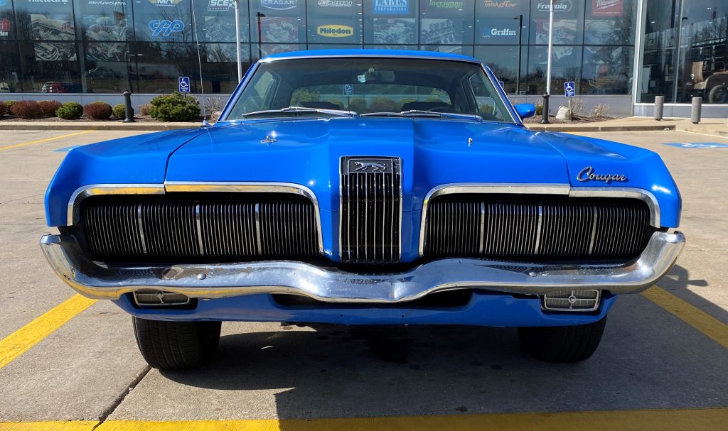 front grille shot of a 1970 mercury cougar