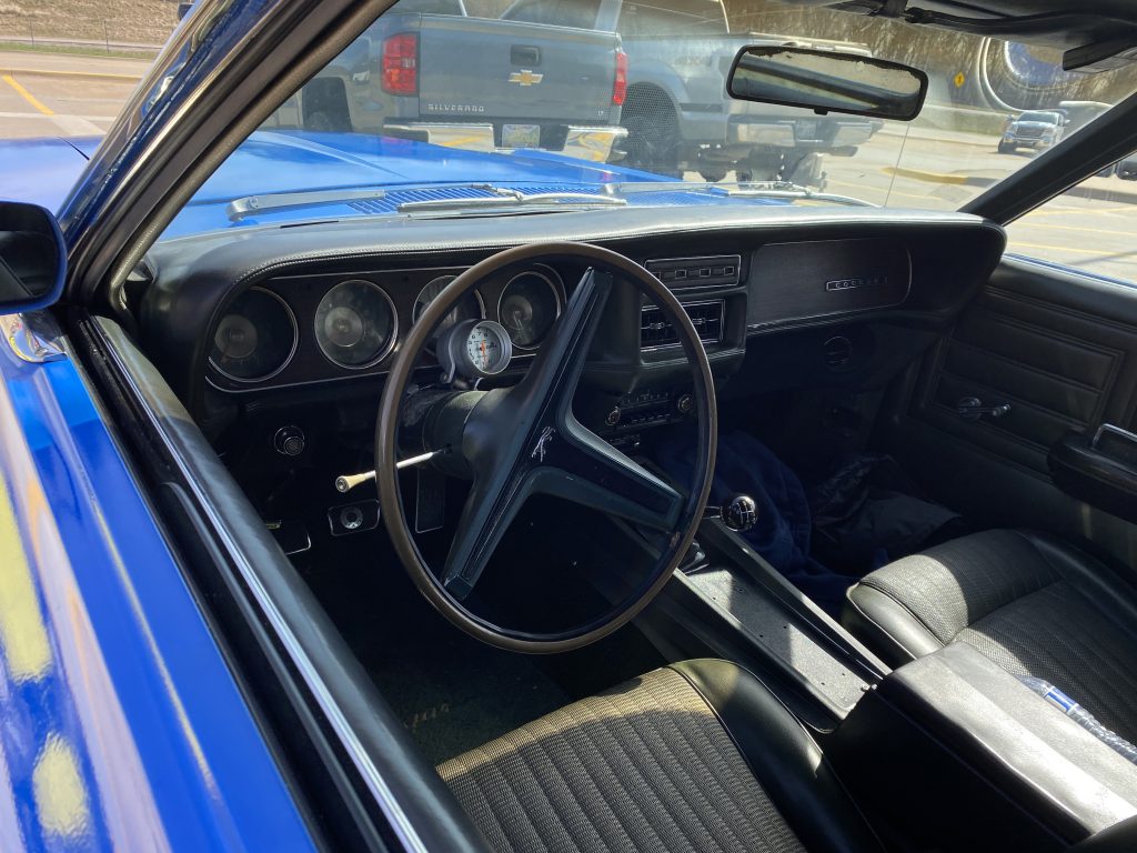 interior of a 1970 mercury cougar with a 5 speed swap