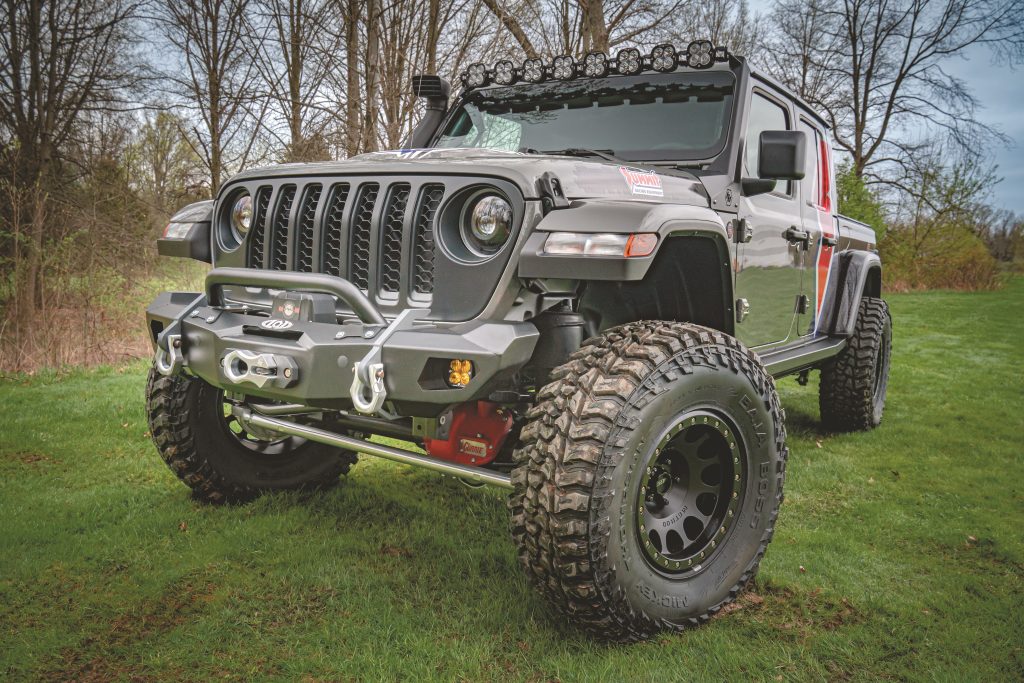 front quarter view of a heavily modified 2023 Jeep Gladiator truck