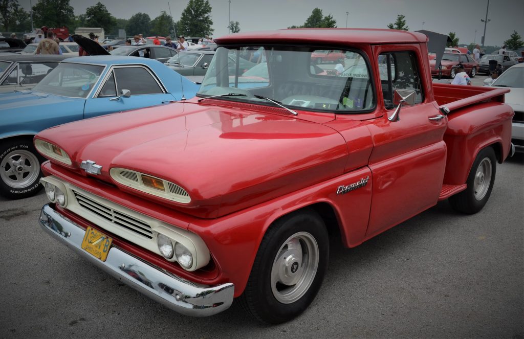 red 1960 chevy apache pickup truck