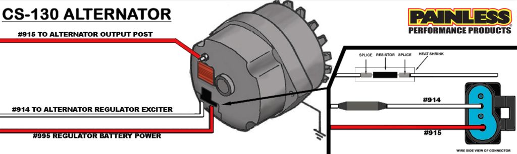 An engine alternator wiring diagram