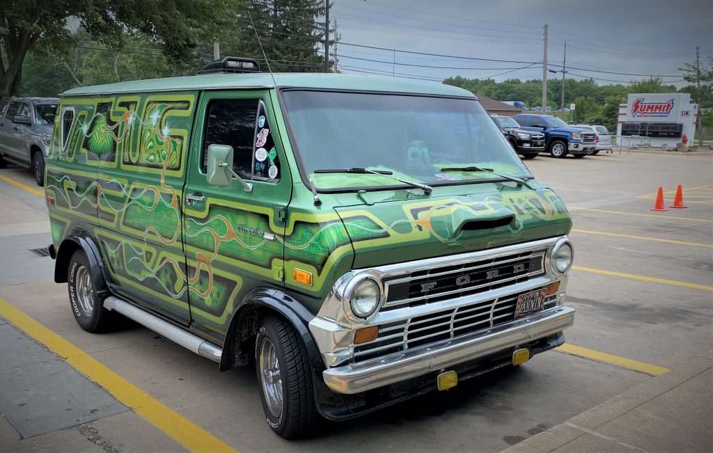 front quarter shot of a custom 1974 Ford Econoline van