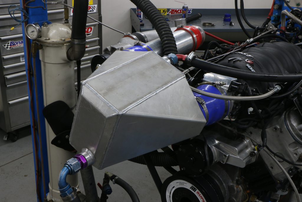 water-to-air intercooler on an engine dyno