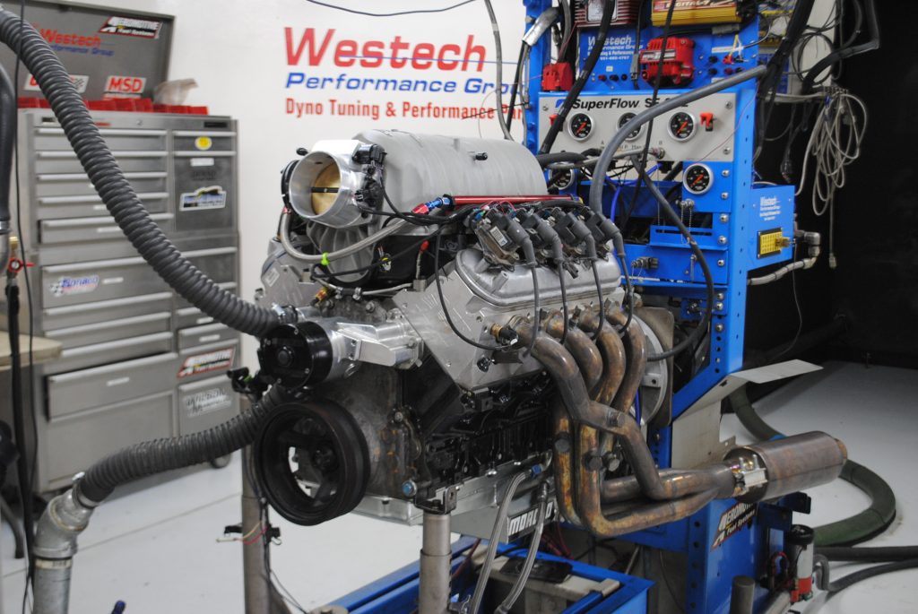 an ls engine prior to a dyno test run