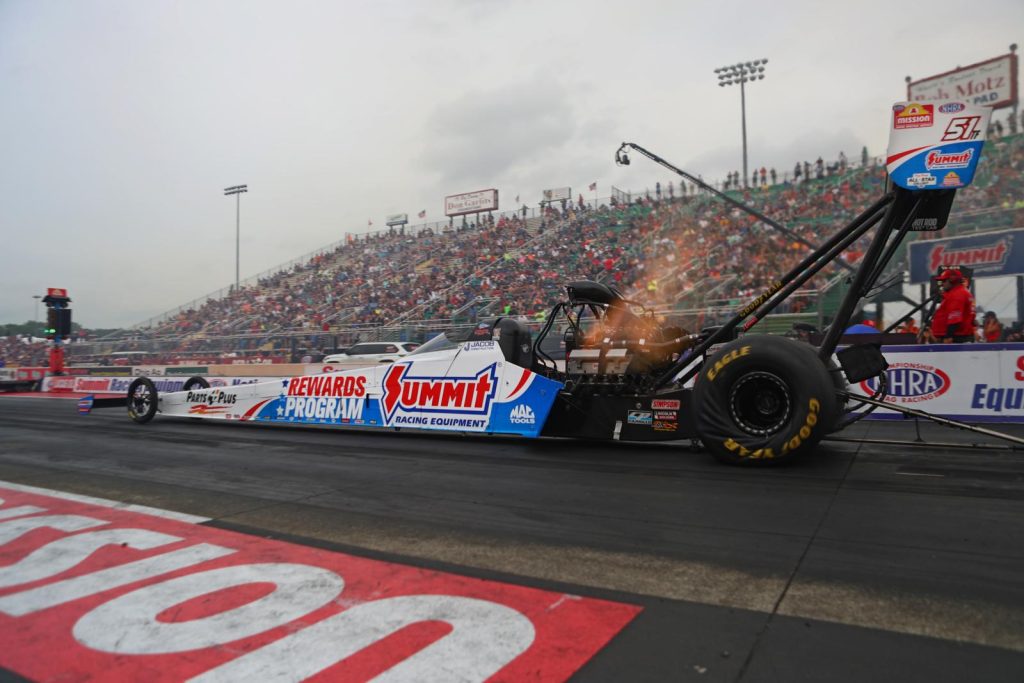 Clay Millican's NHRA Top Fuel Dragster in Summit Rewards Livery