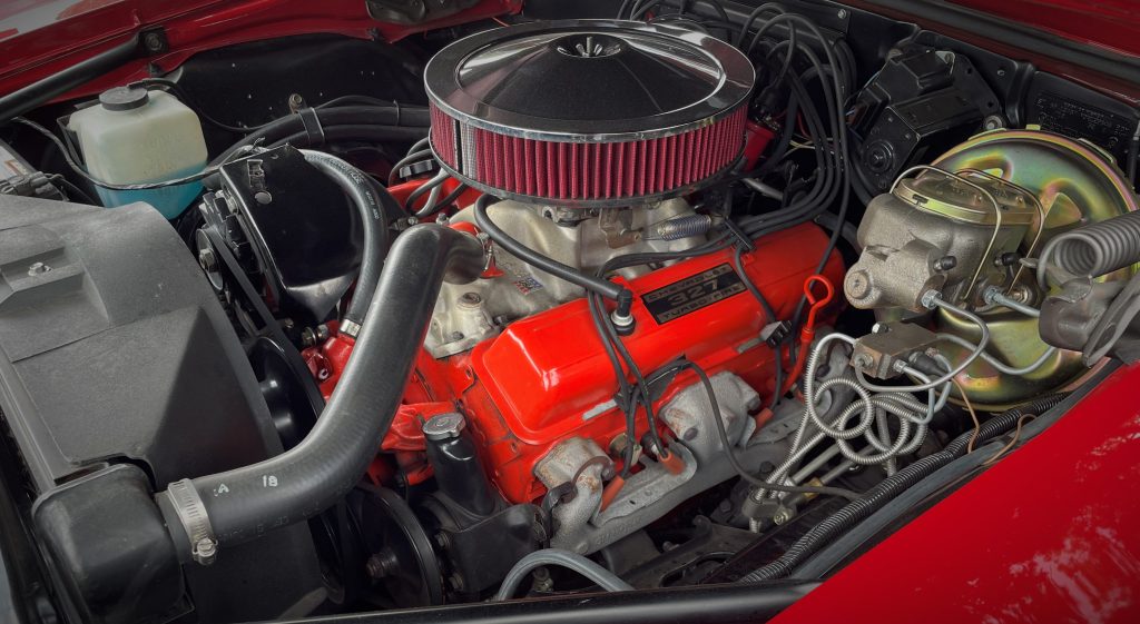 327 sbc turbo fire v8 under the hood of a vintage chevy camaro