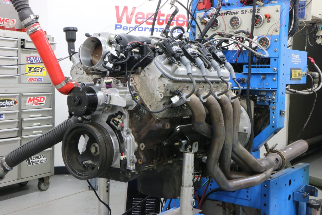 ls engine hooked up to a test dyno