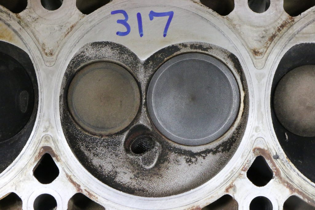 valves inside a cylinder head combustion chamber