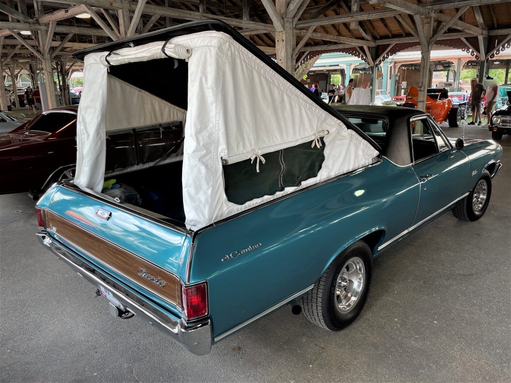 1968 Chevy El Camino with custom camper bed tent, rear passenger side