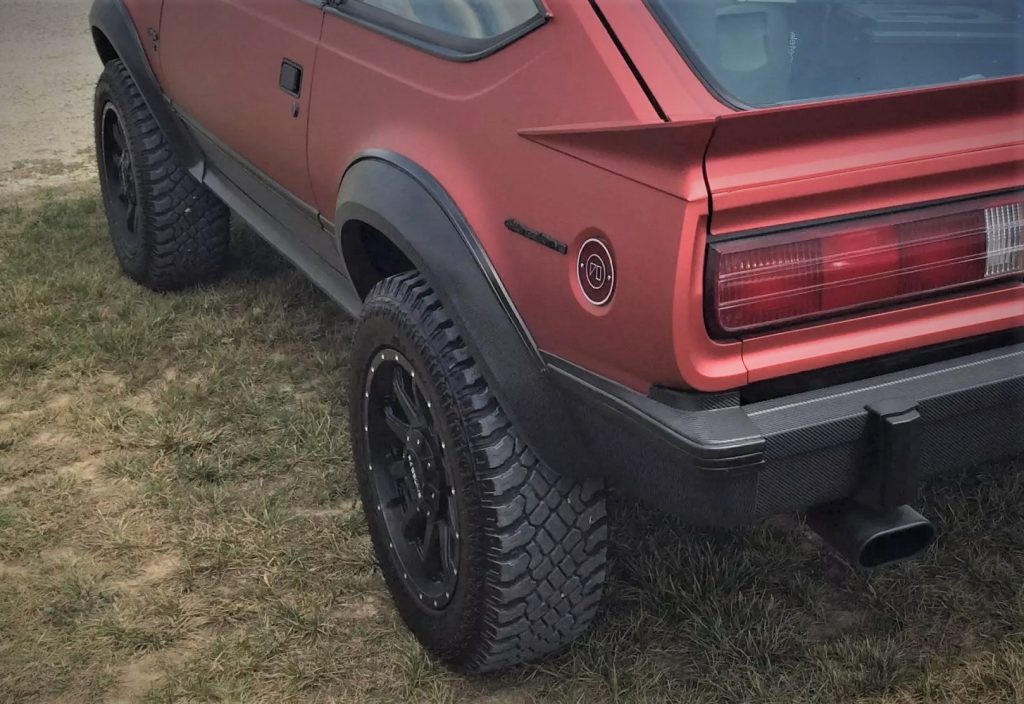 rear view of an AMC eagle SX4 with wheel spacers
