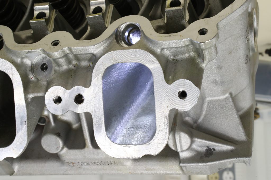 close up of cylinder head intake port