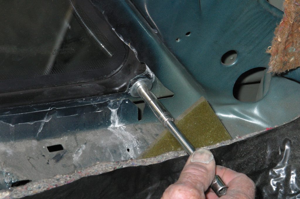 Removing Mustang rear quarter window studs