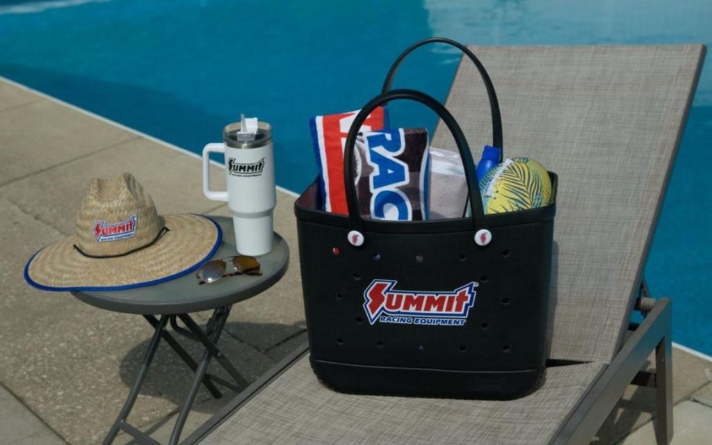 summit racing tote bag by the pool