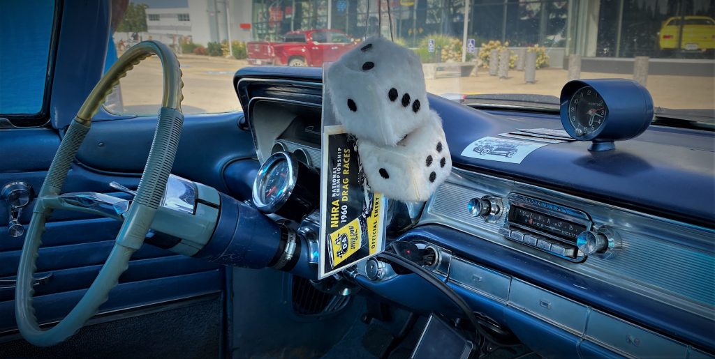 passenger view of interior of a 1960 pontiac Bonneville