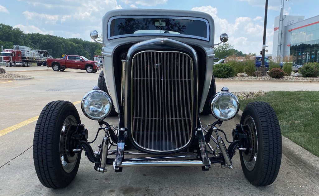 front grille shot of a 1932 ford highboy 3-window hotrod coupe