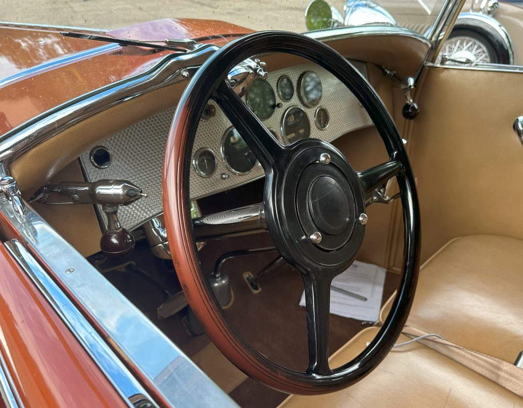 vintage Duesenberg luxury car interior & gauges