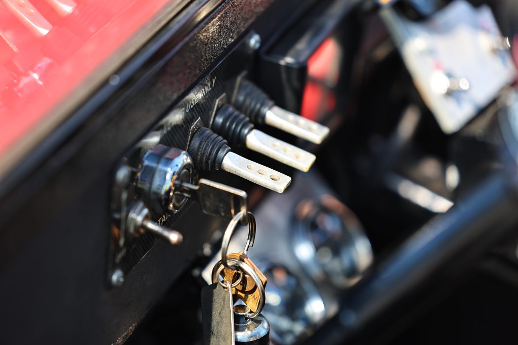 rocker switches in a vintage dragster